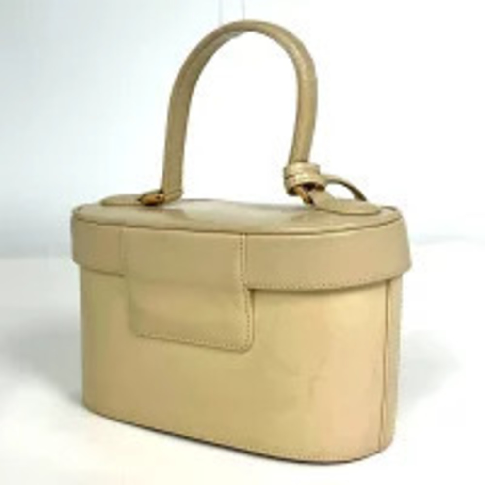 Gucci Vanity Lock Leather Handbag Beige Bag Lady